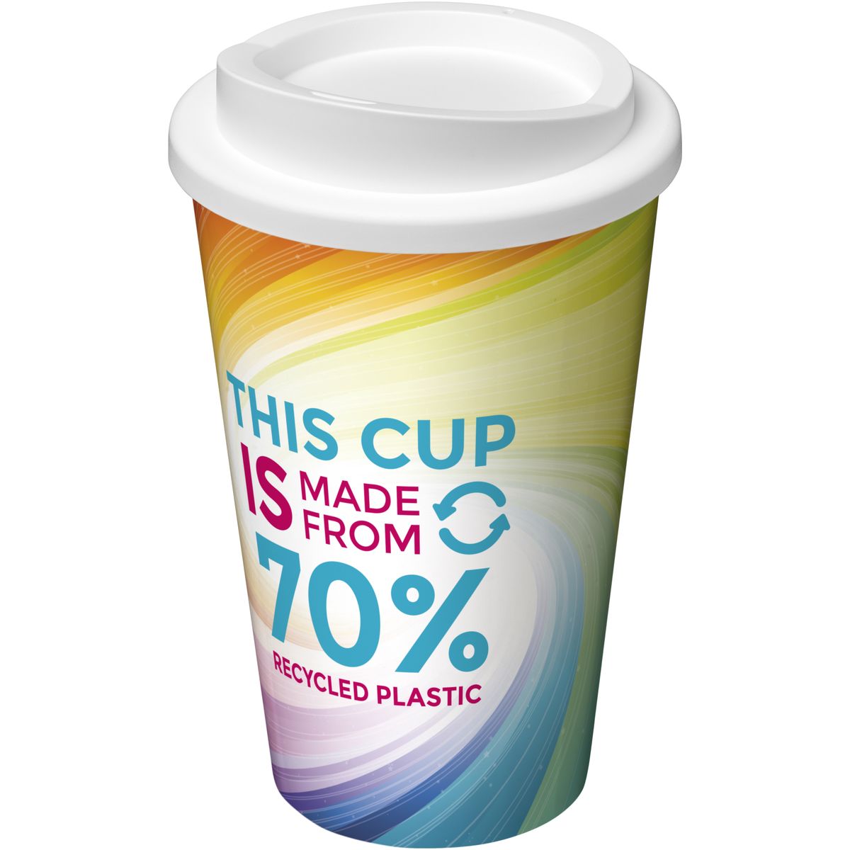 Tazze termiche da 350 ml con design a colori inglobato, riciclate al 70%