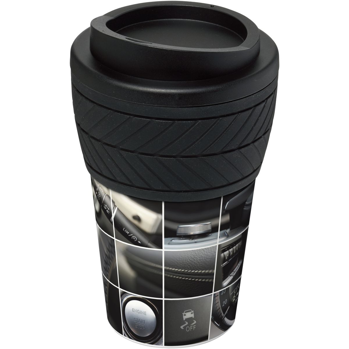 Tazze termiche da 350 ml con impugnatura in silicone effetto pneumatico