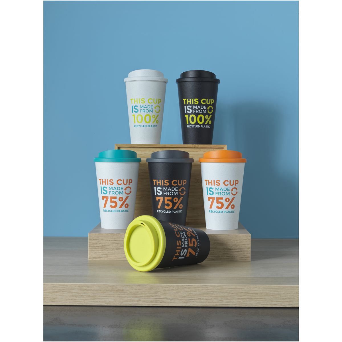 Tazze termiche da 350 ml in plastica riciclata al 75%