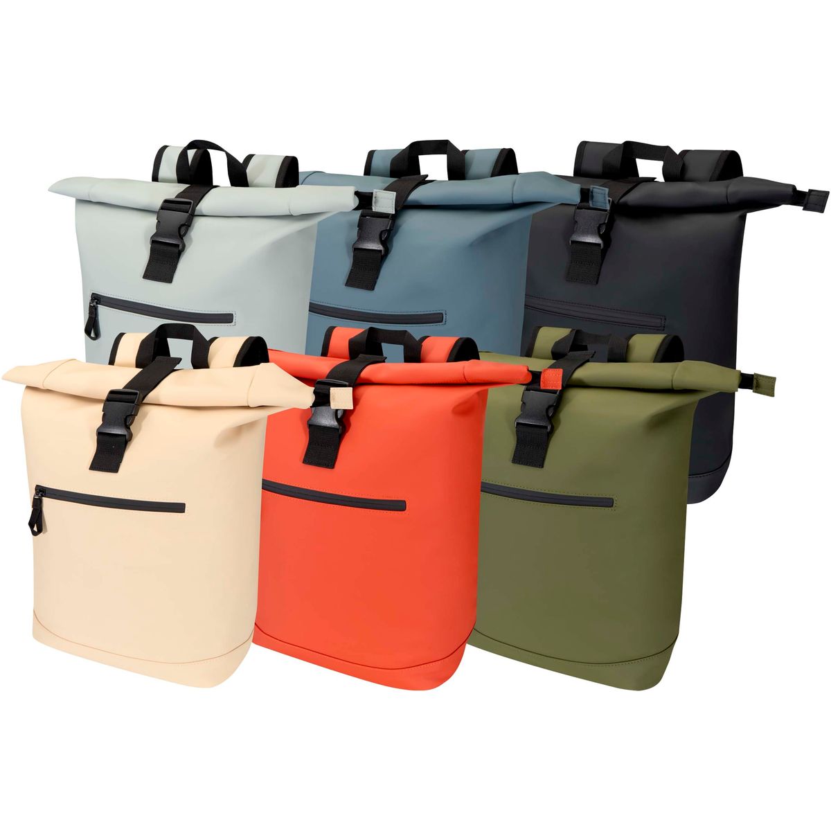 Zaini roll-top resistenti all'acqua in similpelle riciclata, 18 litri